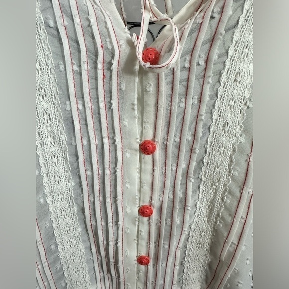 Matilda Jane white peplum swiss dot 3/4 sleeve blouse size M - Picture 4 of 9